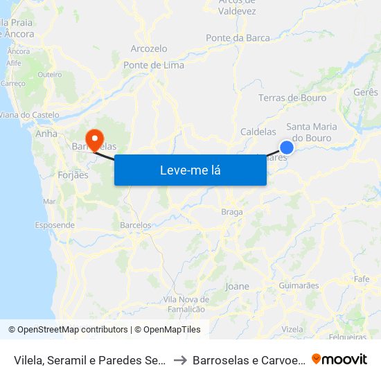 Vilela, Seramil e Paredes Secas to Barroselas e Carvoeiro map