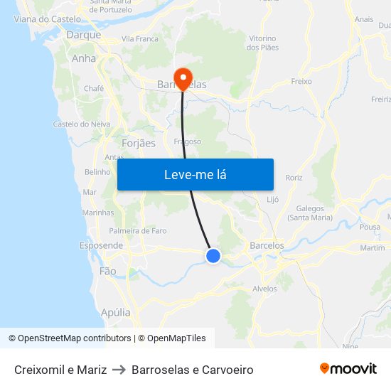 Creixomil e Mariz to Barroselas e Carvoeiro map