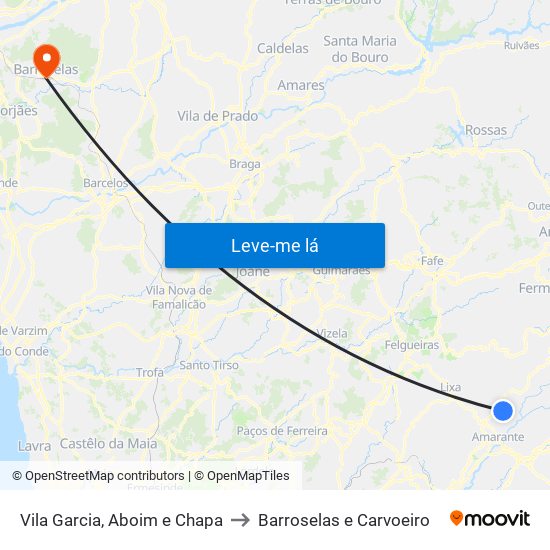 Vila Garcia, Aboim e Chapa to Barroselas e Carvoeiro map