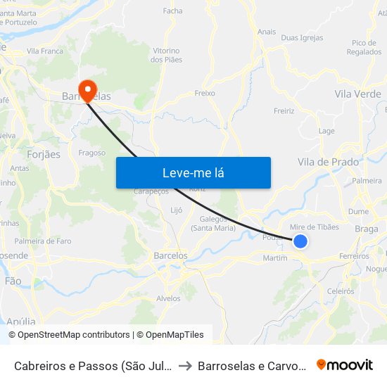 Cabreiros e Passos (São Julião) to Barroselas e Carvoeiro map