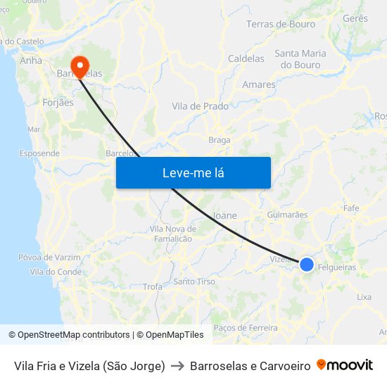 Vila Fria e Vizela (São Jorge) to Barroselas e Carvoeiro map