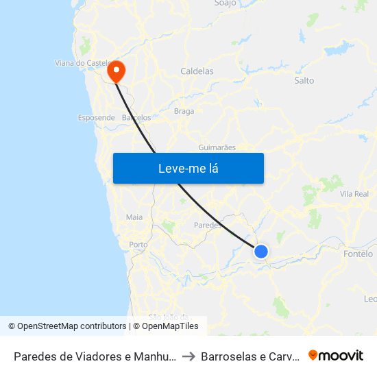 Paredes de Viadores e Manhuncelos to Barroselas e Carvoeiro map