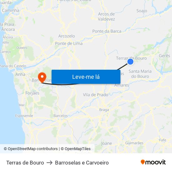 Terras de Bouro to Barroselas e Carvoeiro map