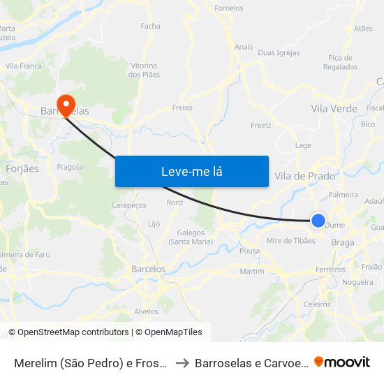 Merelim (São Pedro) e Frossos to Barroselas e Carvoeiro map