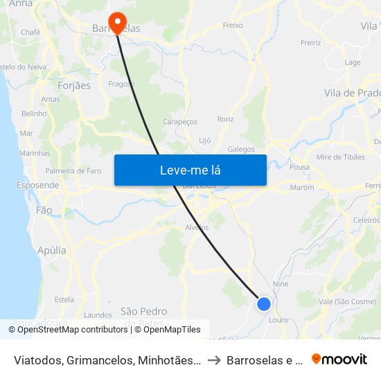 Viatodos, Grimancelos, Minhotães e Monte de Fralães to Barroselas e Carvoeiro map