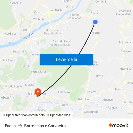 Facha to Barroselas e Carvoeiro map