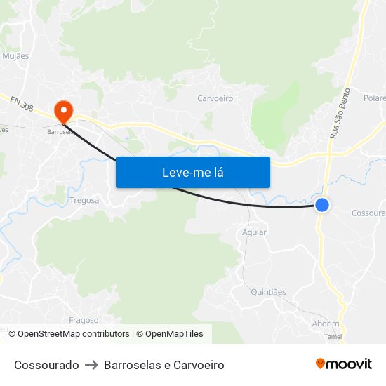 Cossourado to Barroselas e Carvoeiro map