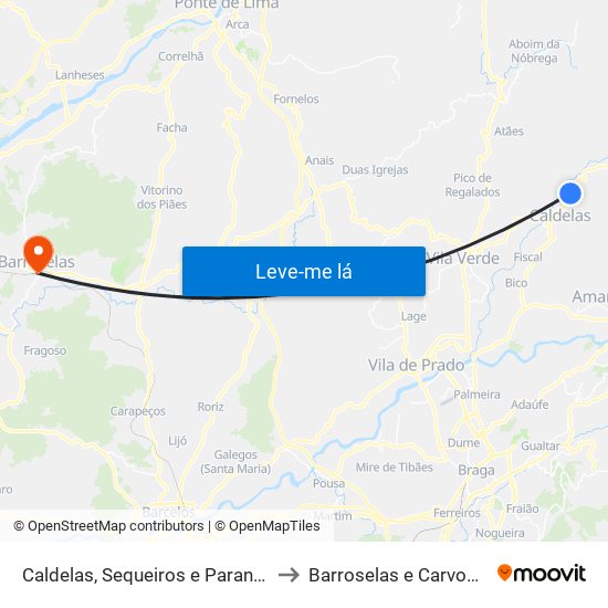 Caldelas, Sequeiros e Paranhos to Barroselas e Carvoeiro map