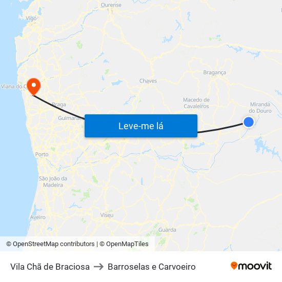 Vila Chã de Braciosa to Barroselas e Carvoeiro map