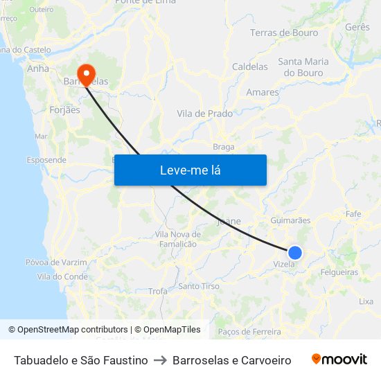 Tabuadelo e São Faustino to Barroselas e Carvoeiro map