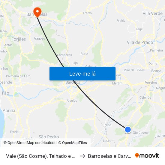Vale (São Cosme), Telhado e Portela to Barroselas e Carvoeiro map