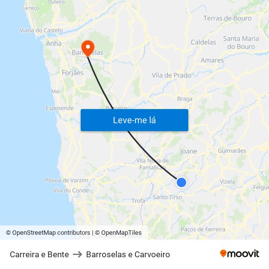 Carreira e Bente to Barroselas e Carvoeiro map