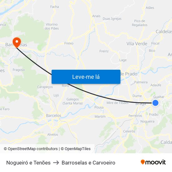 Nogueiró e Tenões to Barroselas e Carvoeiro map