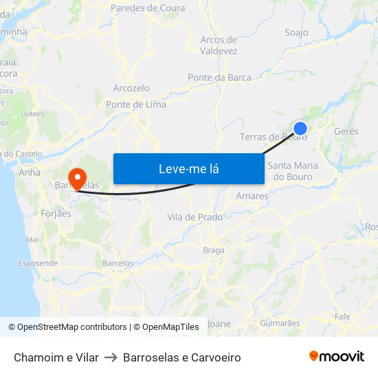 Chamoim e Vilar to Barroselas e Carvoeiro map