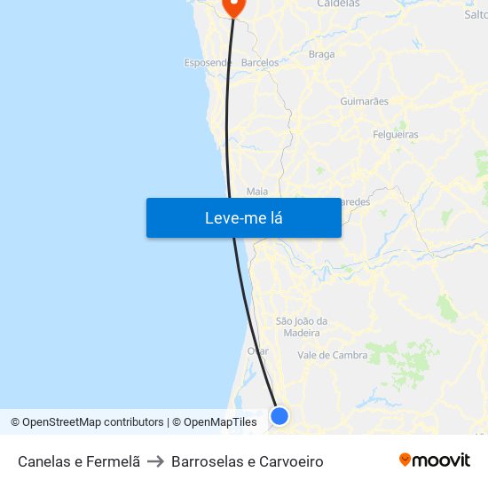 Canelas e Fermelã to Barroselas e Carvoeiro map