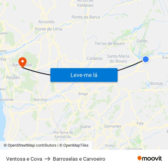 Ventosa e Cova to Barroselas e Carvoeiro map