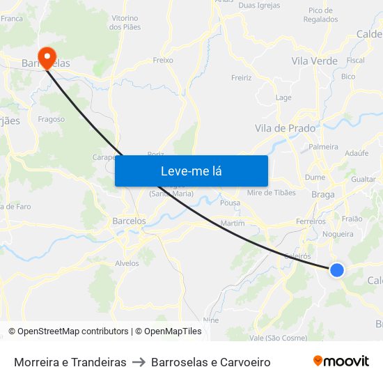 Morreira e Trandeiras to Barroselas e Carvoeiro map