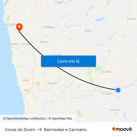 Covas do Douro to Barroselas e Carvoeiro map