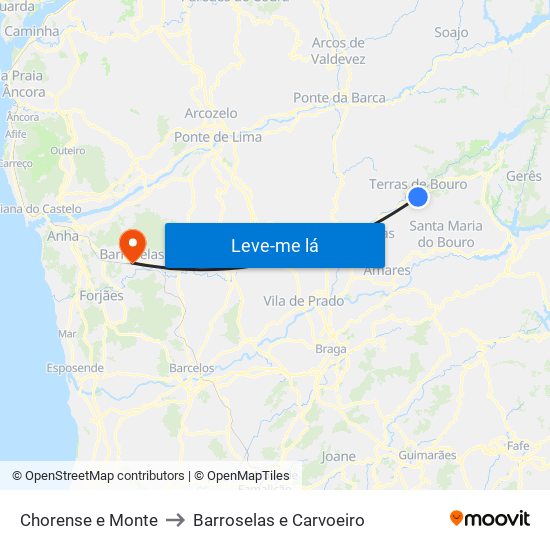 Chorense e Monte to Barroselas e Carvoeiro map