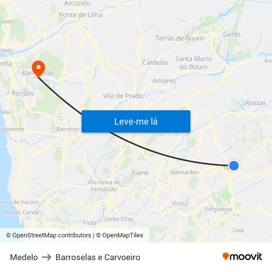 Medelo to Barroselas e Carvoeiro map