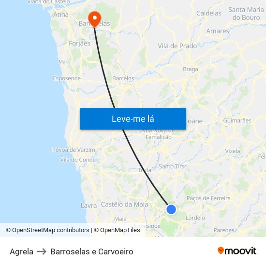 Agrela to Barroselas e Carvoeiro map