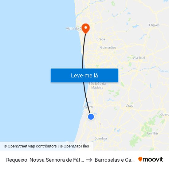 Requeixo, Nossa Senhora de Fátima e Nariz to Barroselas e Carvoeiro map