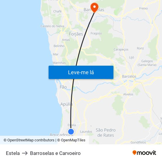 Estela to Barroselas e Carvoeiro map
