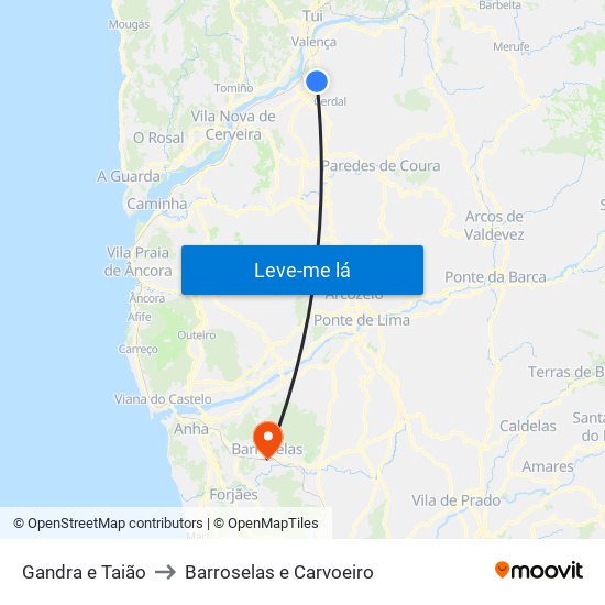 Gandra e Taião to Barroselas e Carvoeiro map