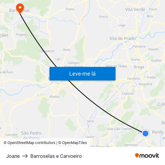 Joane to Barroselas e Carvoeiro map