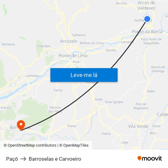 Paçô to Barroselas e Carvoeiro map