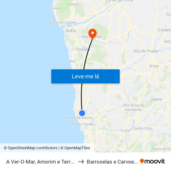 A Ver-O-Mar, Amorim e Terroso to Barroselas e Carvoeiro map