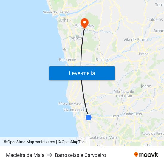 Macieira da Maia to Barroselas e Carvoeiro map