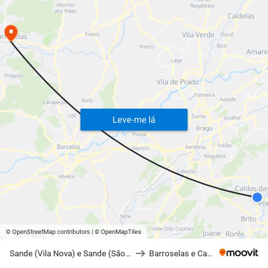 Sande (Vila Nova) e Sande (São Clemente) to Barroselas e Carvoeiro map