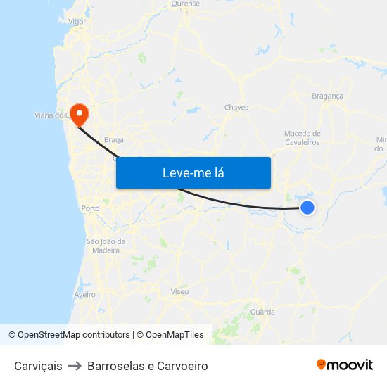 Carviçais to Barroselas e Carvoeiro map