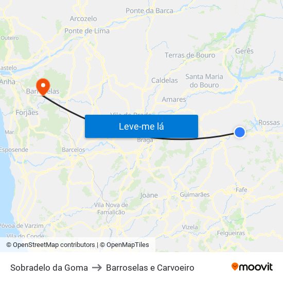Sobradelo da Goma to Barroselas e Carvoeiro map