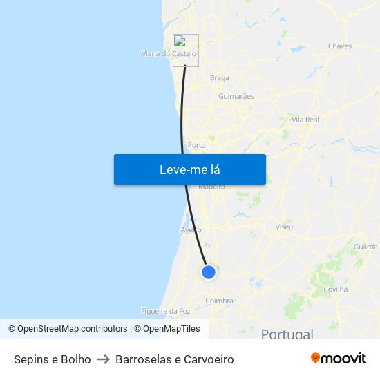 Sepins e Bolho to Barroselas e Carvoeiro map