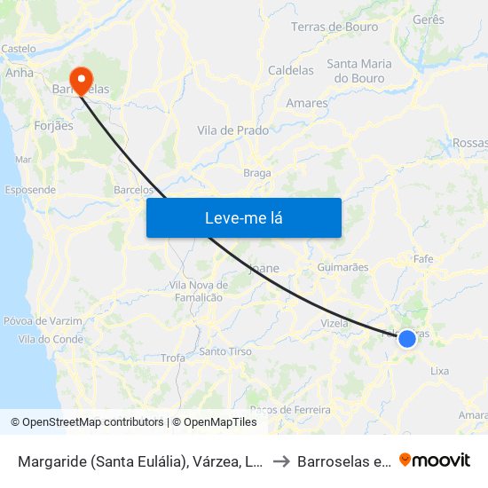 Margaride (Santa Eulália), Várzea, Lagares, Varziela e Moure to Barroselas e Carvoeiro map