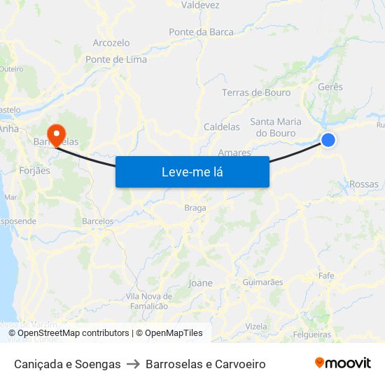 Caniçada e Soengas to Barroselas e Carvoeiro map