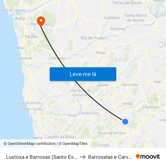 Lustosa e Barrosas (Santo Estêvão) to Barroselas e Carvoeiro map