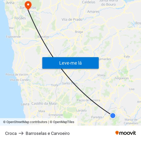 Croca to Barroselas e Carvoeiro map