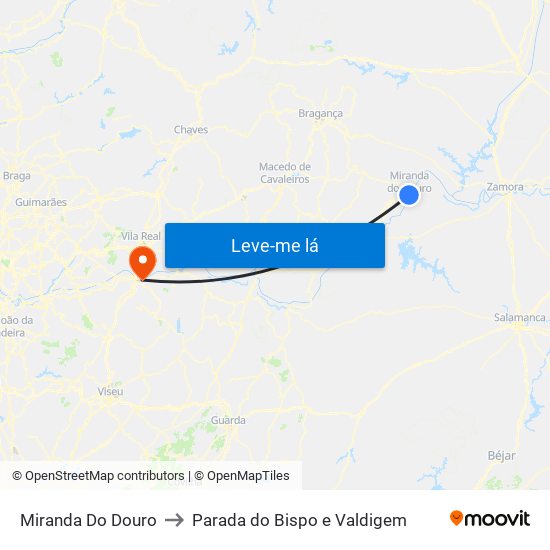 Miranda Do Douro to Parada do Bispo e Valdigem map