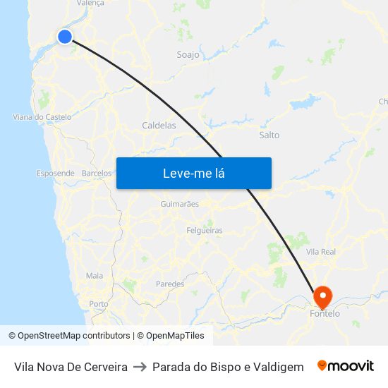 Vila Nova De Cerveira to Parada do Bispo e Valdigem map