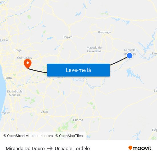 Miranda Do Douro to Unhão e Lordelo map