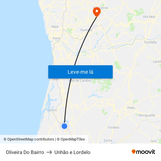 Oliveira Do Bairro to Unhão e Lordelo map