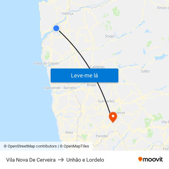 Vila Nova De Cerveira to Unhão e Lordelo map