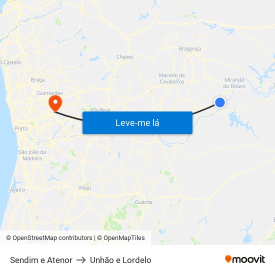 Sendim e Atenor to Unhão e Lordelo map