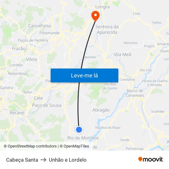 Cabeça Santa to Unhão e Lordelo map