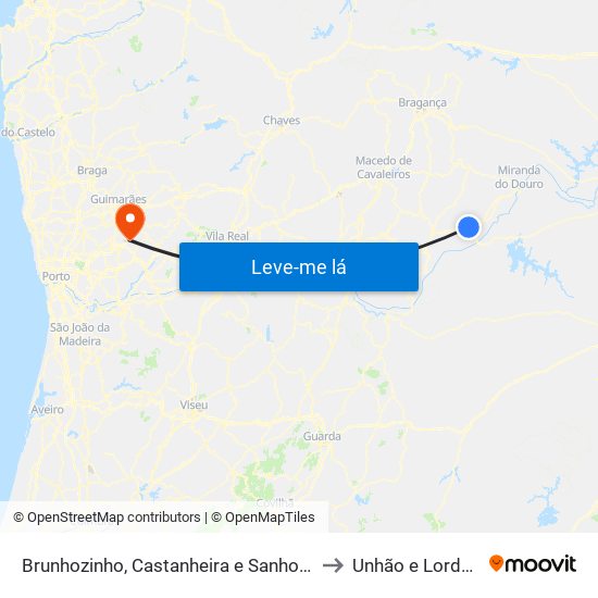 Brunhozinho, Castanheira e Sanhoane to Unhão e Lordelo map
