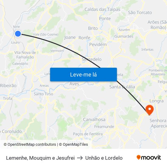 Lemenhe, Mouquim e Jesufrei to Unhão e Lordelo map