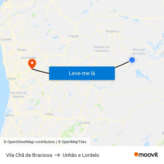 Vila Chã de Braciosa to Unhão e Lordelo map